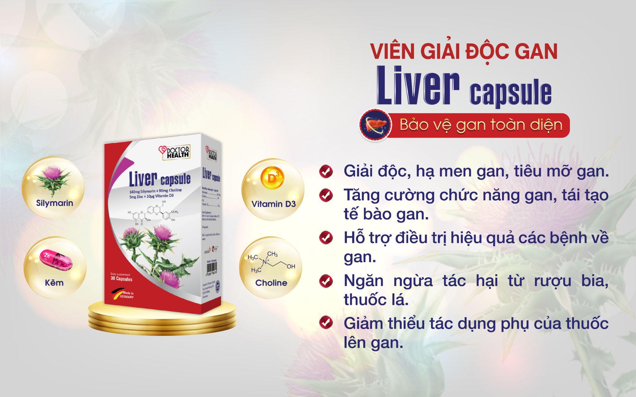 Viên giải độc gan Liver Capsule phòng ngừa & hỗ trợ điều trị các bệnh về gan