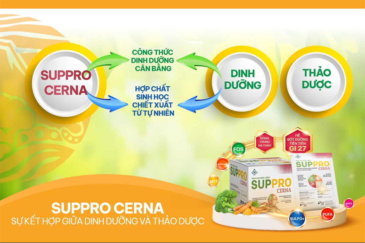 Dinh dưỡng thảo dược Suppro Cerna có chỉ số GI thấp giúp ổn định đường huyết