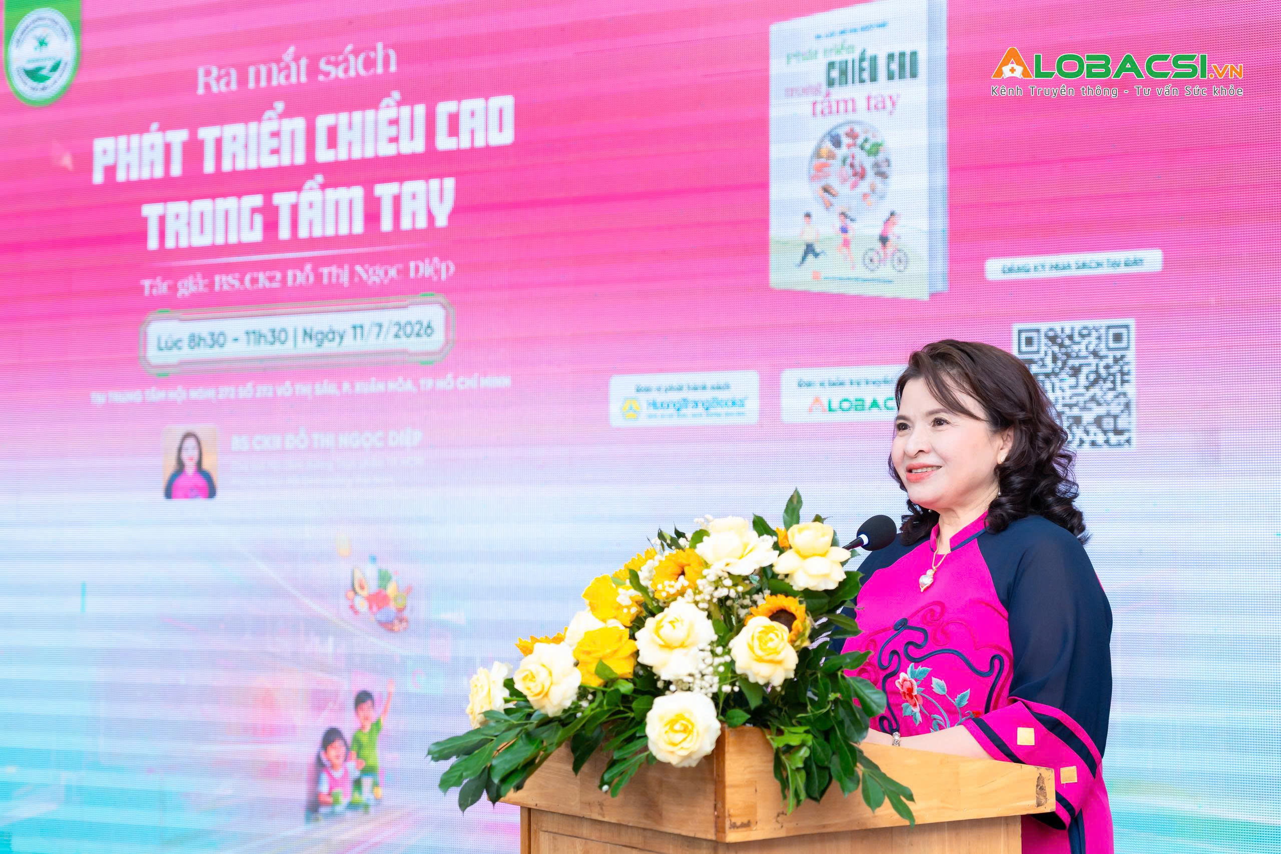 TTƯT.BS.CK2 Đỗ Thị Ngọc Diệp - Chủ tịch Hội Dinh dưỡng Thực phẩm TPHCM, Phó Chủ tịch Hội Dinh dưỡng Việt Nam, Tác giả cuốn tách “Phát triển chiều cao trong tầm tay”